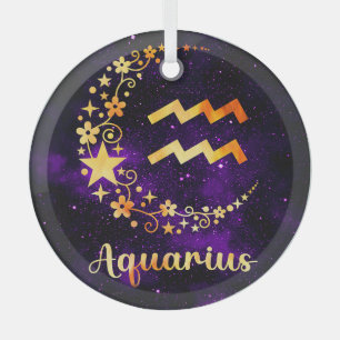 Create Your Own Purple Celestial Aquarius Zodiac Glass Tree Decoration