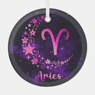 Create Your Own Purple Celestial Aries Zodiac Glass Tree Decoration