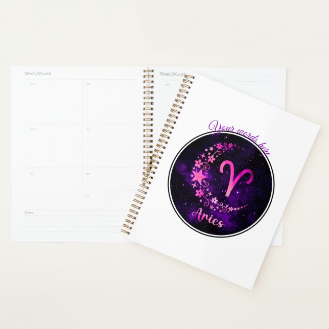 Create Your Own Purple Celestial Aries Zodiac Planner (Display)