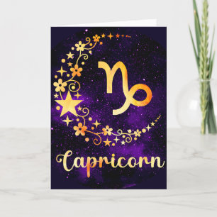 Create Your Own Purple Celestial Capricorn Holiday Card