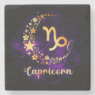 Create Your Own Purple Celestial Capricorn Stone Coaster