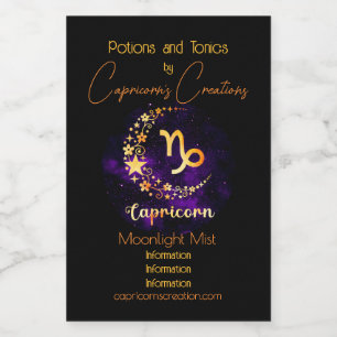 Create Your Own Purple Celestial Capricorn Wine Label