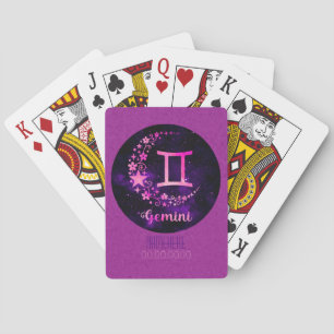 Create Your Own Purple Celestial Gemini Zodiac Playing Cards
