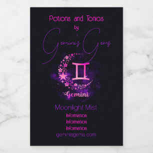 Create Your Own Purple Celestial Gemini Zodiac Wine Label