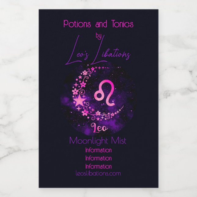 Create Your Own Purple Celestial Leo Zodiac Wine Label (Single Label)
