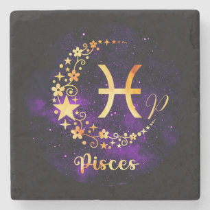 Create Your Own Purple Celestial Pisces Stone Coaster