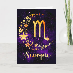 Create Your Own Purple Celestial Scorpio Zodiac Holiday Card