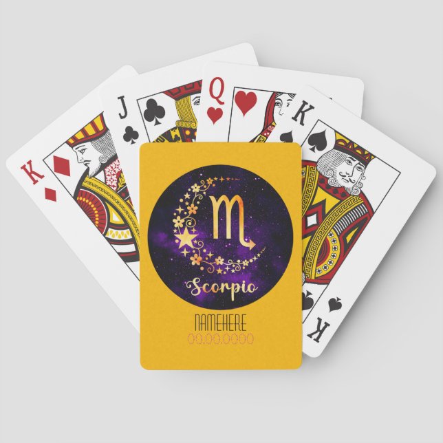 Create Your Own Purple Celestial Scorpio Zodiac Playing Cards (Back)