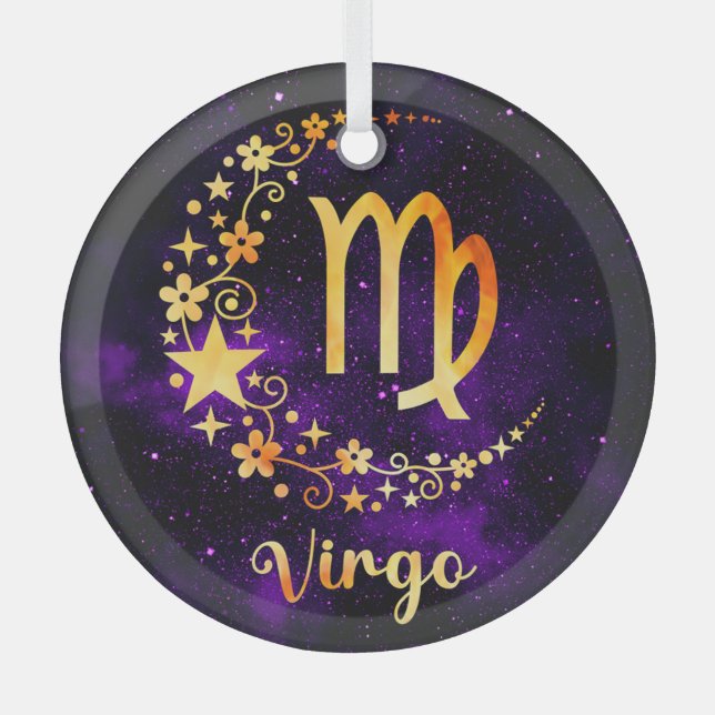 Create Your Own Purple Celestial Virgo Zodiac Glass Tree Decoration (Front)