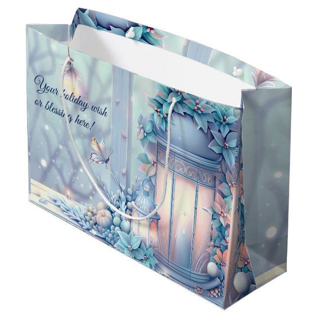 Create Your Own Purple Christmas Lanterns Large Gift Bag (Back Angled)