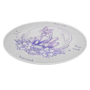 Create Your Own Purple Crystal Ball & Flowers Cutting Board