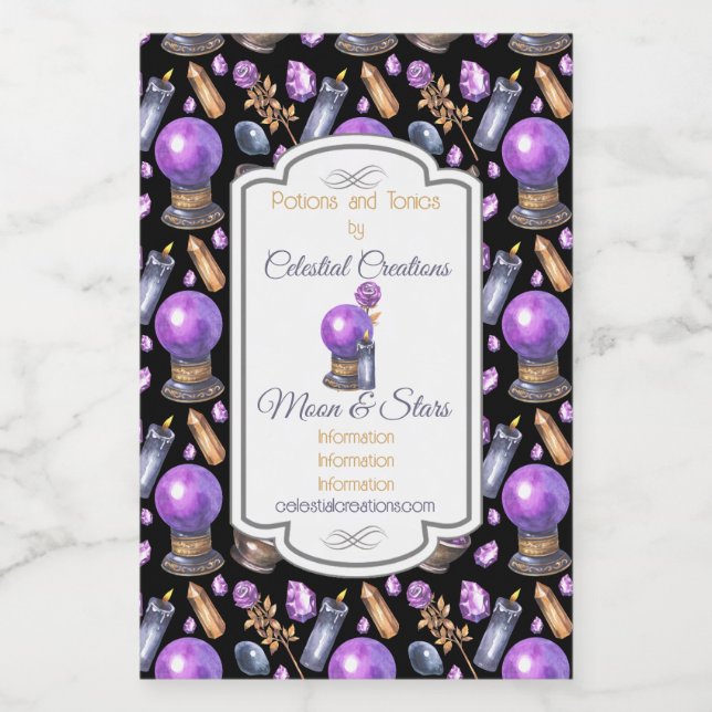 Create Your Own Purple Crystal Ball Wine Label (Single Label)