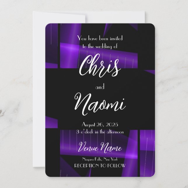 Create Your Own Purple Geometric Wedding Invitation (Front)