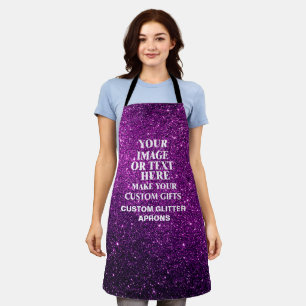 Create Your Own Purple Glitter Custom Womens Apron
