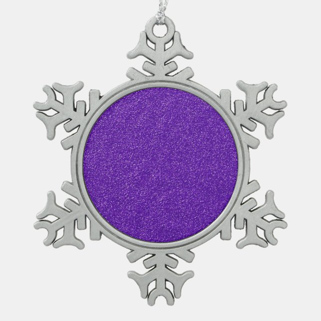 Create Your Own Purple Glitter Snowflake Pewter Christmas Ornament (Front)