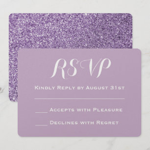 Create Your Own Purple Glitter Wedding RSVP Invitation