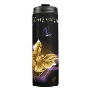 Create Your Own Purple & Gold Butterflies Thermal Tumbler