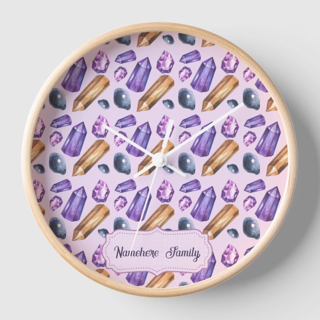 Create Your Own Purple & Gold Crystals Clock (Front)
