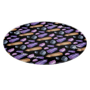 Create Your Own Purple & Gold Crystals Cutting Board