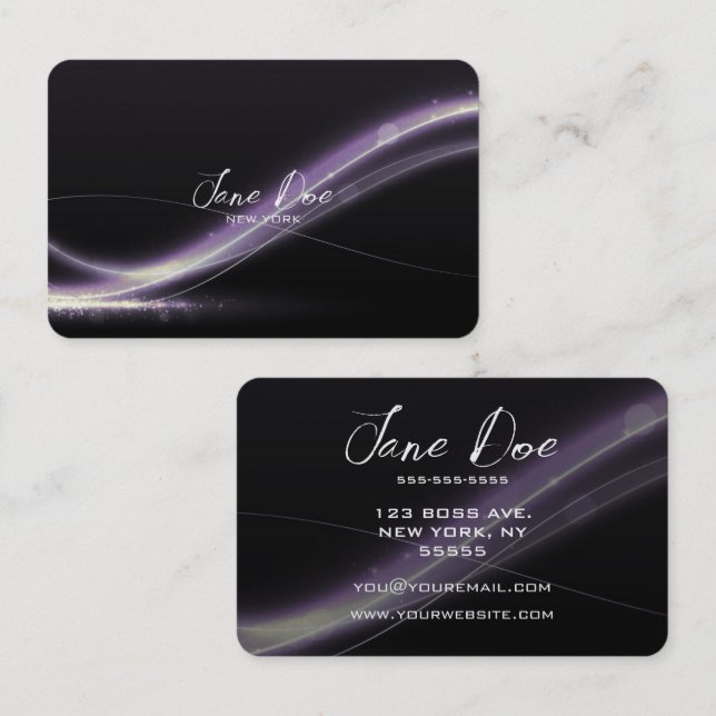 Create Your Own Purple Light Waves Business Card (Front/Back)