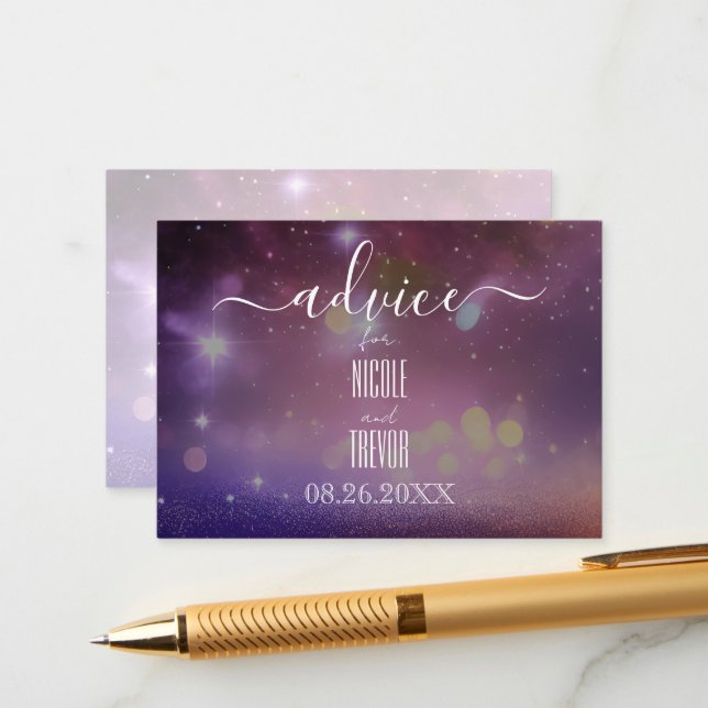 Create Your Own Purple Lights Bokeh Advice Card (Front/Back In Situ)