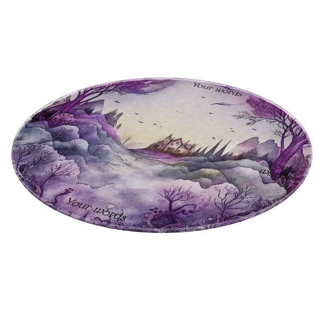 Create Your Own Purple Magic Castle Landscape Cutting Board (Corner)