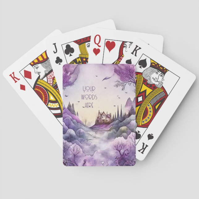 Create Your Own Purple Magic Castle Landscape Playing Cards (Back)