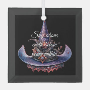 Create Your Own Purple Orange Celestial Witch Hat Glass Tree Decoration