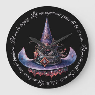 Create Your Own Purple Orange Celestial Witch Hat Large Clock