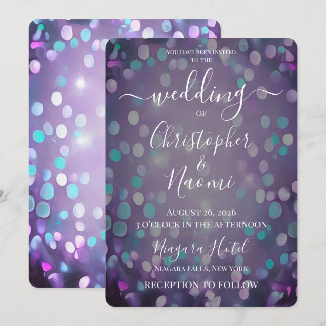 Create Your Own Purple Painted Glitter Invitation (Front/Back)