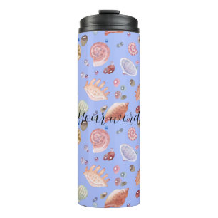 Create Your Own Purple Sea Shells Thermal Tumbler
