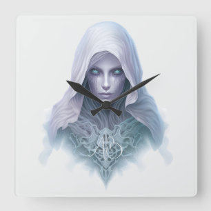Create Your Own Purple Seer Witch Square Wall Clock