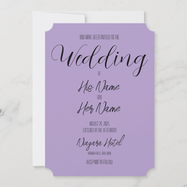 Create Your Own Purple Wedding Invitation (Front)