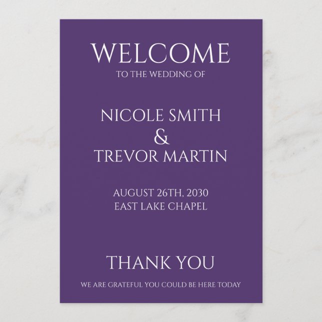 Create Your Own - Purple Wedding Programme (Front)