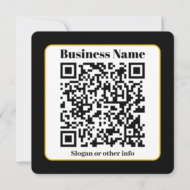 Create Your Own QR Code | Black White Gold Border (Front)