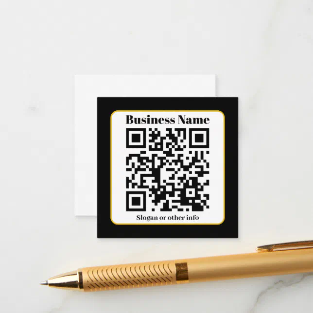 Create Your Own QR Code | Black White Gold Border Enclosure Card | Zazzle