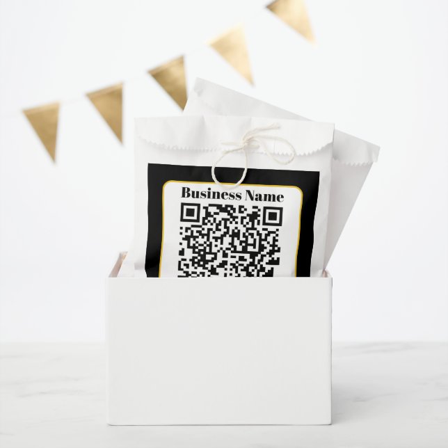 Create Your Own QR Code | Black White Gold Border Favour Bags (Party)