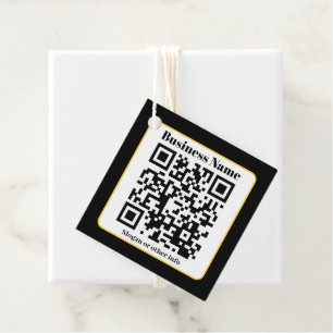 Create Your Own QR Code Black White Gold Border Favour Tags