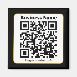 Create Your Own QR Code Black White Gold Border Magnet