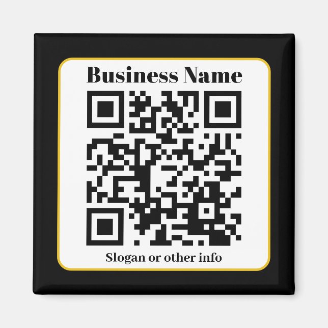 Create Your Own QR Code | Black White Gold Border Magnet (Front)