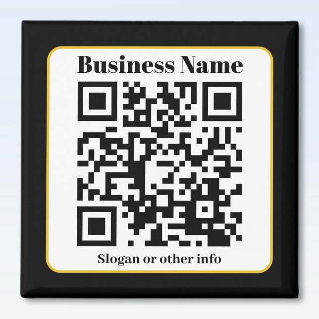 Create Your Own QR Code | Black White Gold Border Magnet (Creator Uploaded)