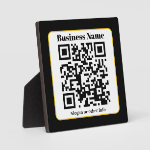 Create Your Own QR Code   Black White Gold Border Plaque