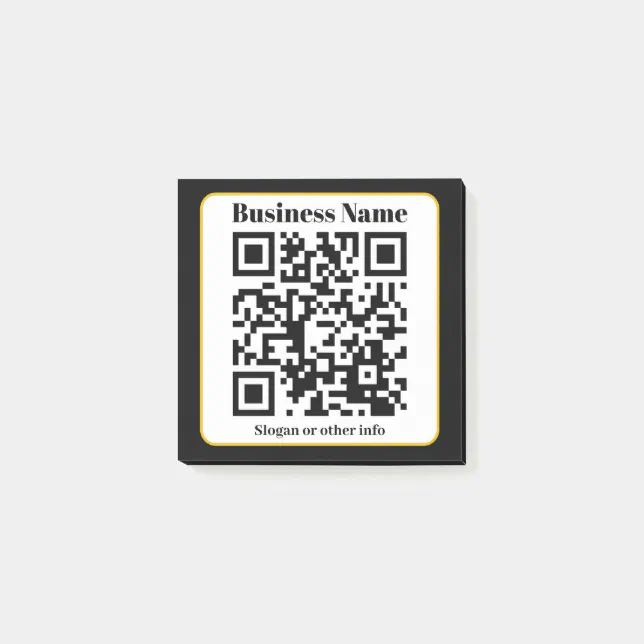 Create Your Own QR Code | Black White Gold Border Post-it Notes | Zazzle