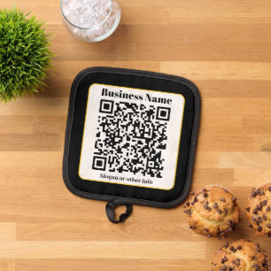 Create Your Own QR Code Black White Gold Border Pot Holder