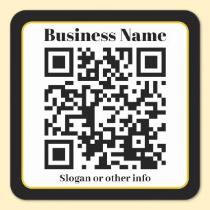 Create Your Own QR Code   Black White Gold Border Square Sticker