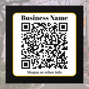 Create Your Own QR Code   Black White Gold Border Window Cling