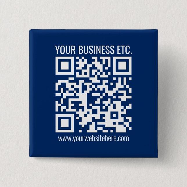 Create Your Own QR Code | Blue 15 Cm Square Badge (Front)