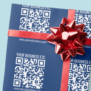 Create Your Own QR Code Blue Wrapping Paper