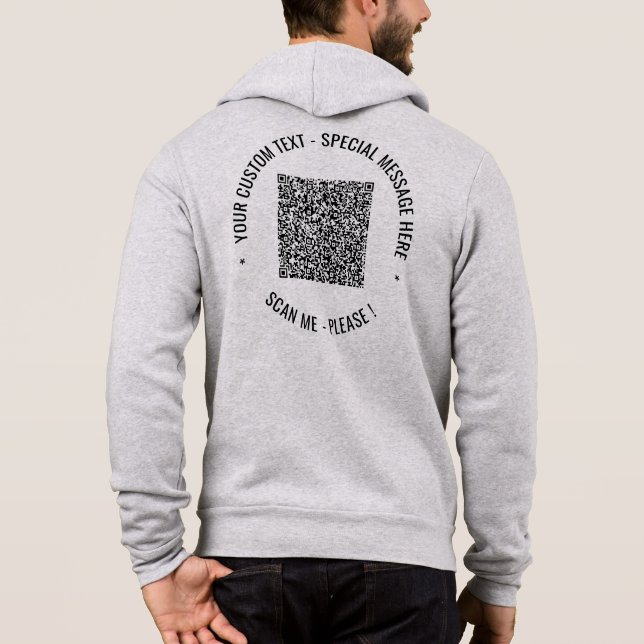 Create Your Own QR Code Hoodie Personalized Text (Back)