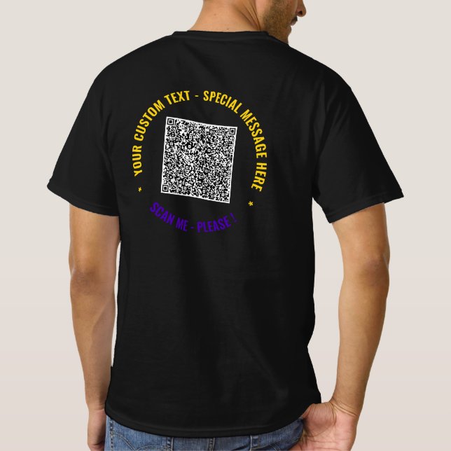 Create Your Own QR Code T-Shirt with Custom Text (Back)
